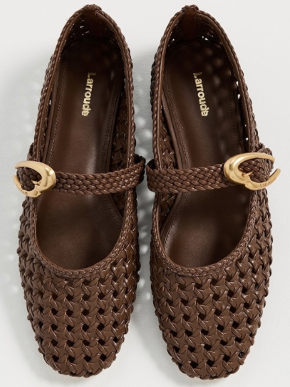 Larroude.  Verona Macrame Flats.  Brown. Size 8.5